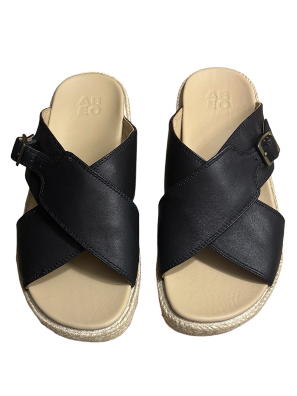 ABEO Dylan Solstice Leather Cross Slide Wedge Sandals in Black Size 6 -- SUMMER! - Picture 5 of 11